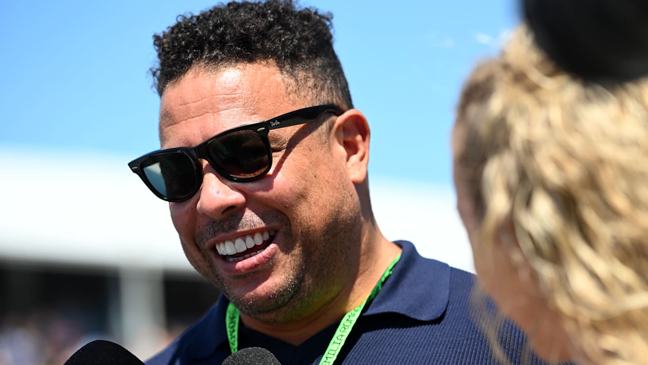 Ronaldo is interviewed on the grid ahead of the Emilia-Romagna Grand Prix