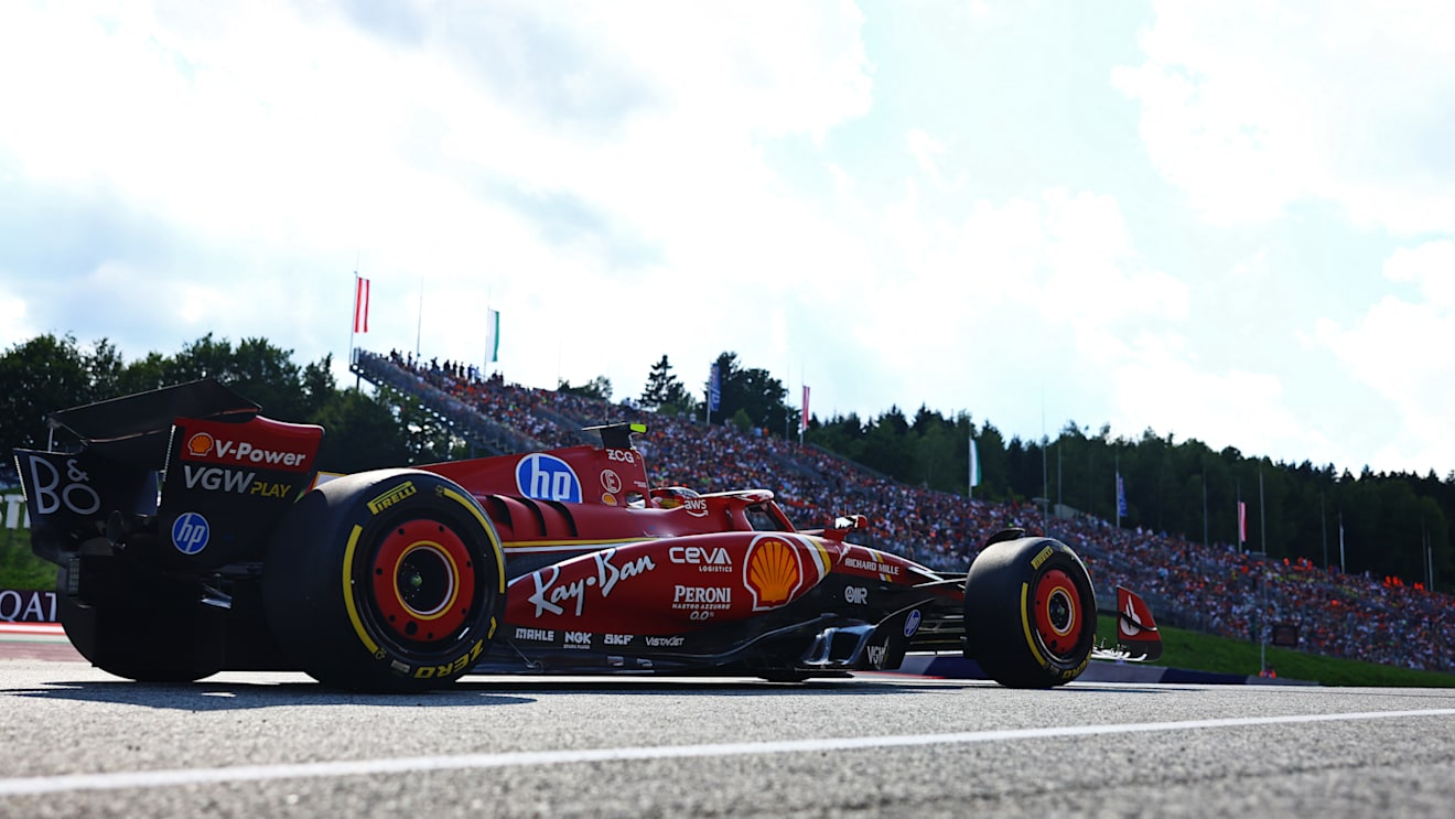 SPIELBERG, AUSTRIA - JUNE 28: Carlos Sainz of Spain driving (55) the Ferrari SF-24 leaves the pitlane during Sprint Qualifying ahead of the F1 Grand Prix of Austria at Red Bull Ring on June 28, 2024 in Spielberg, Austria. (Photo by Mark Thompson/Getty Images)