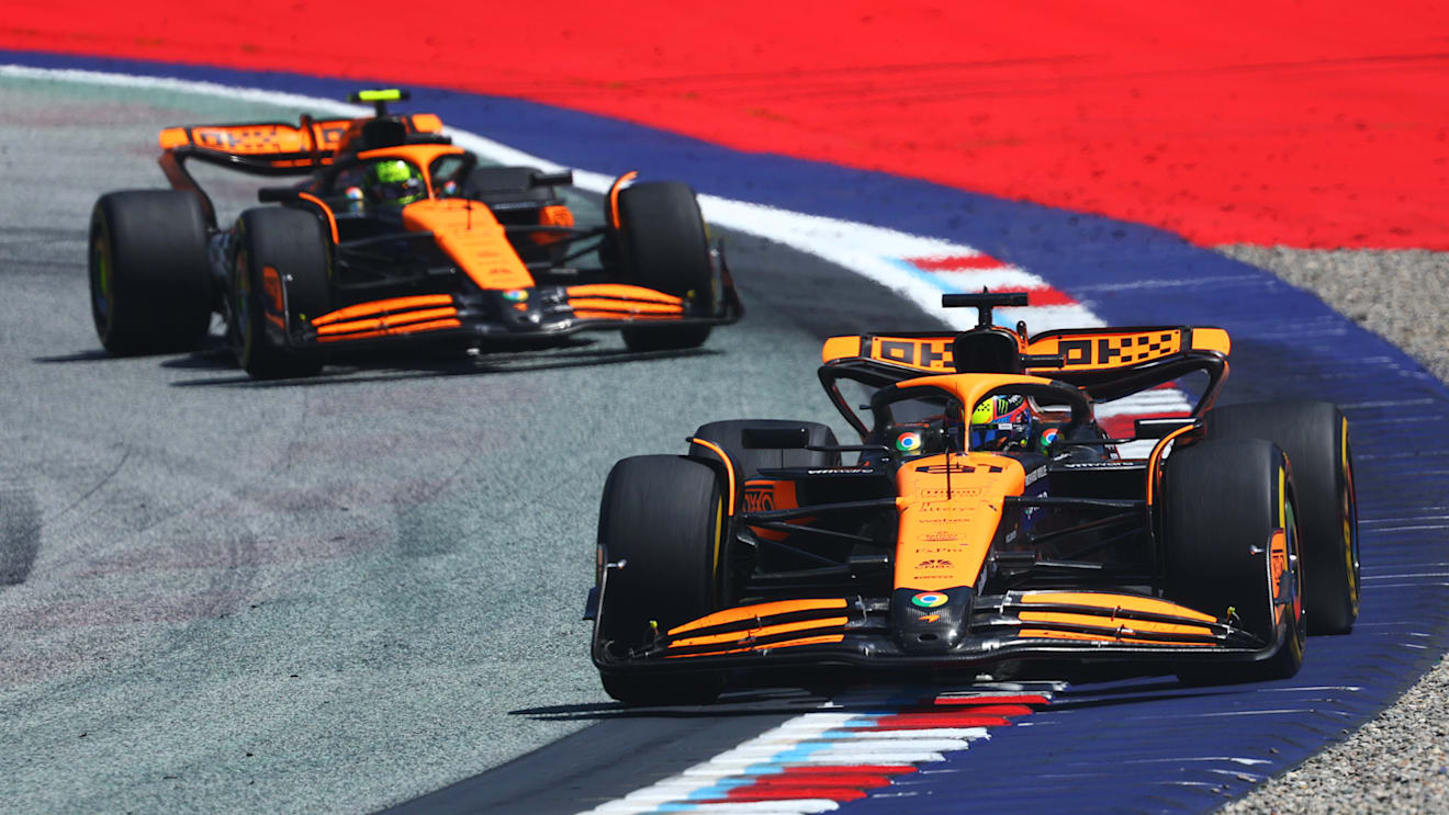 SPIELBERG, AUSTRIA - JUNE 29: Oscar Piastri of Australia driving the (81) McLaren MCL38 Mercedes on track during the Sprint ahead of the F1 Grand Prix of Austria at Red Bull Ring on June 29, 2024 in Spielberg, Austria. (Photo by Clive Rose/Getty Images)