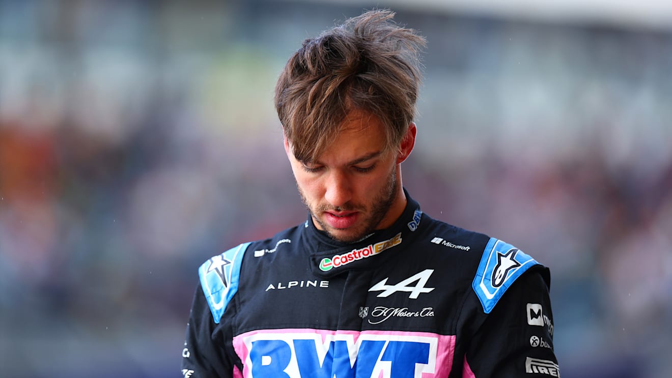 NORTHAMPTON, ENGLAND - JULY 06: 20th placed qualifier Pierre Gasly of France and Alpine F1 walks in the Pitlane during qualifying ahead of the F1 Grand Prix of Great Britain at Silverstone Circuit on July 06, 2024 in Northampton, England. (Photo by Bryn Lennon - Formula 1/Formula 1 via Getty Images)