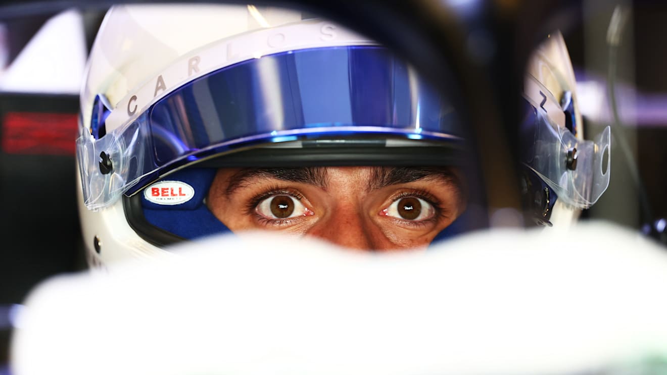 Sporting a plain white helmet, Sainz was fully focused for a busy day of testing
