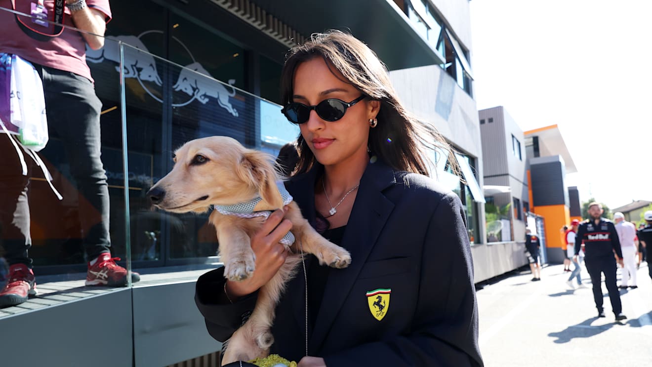 Alexandra Saint Mleux and Leo Leclerc in the Imola paddock