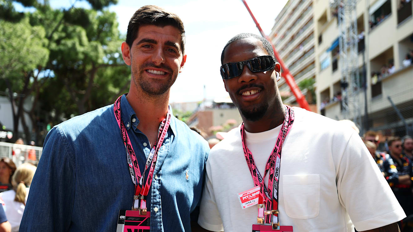 Real Madrid goalkeeper Thibaut Courtois and AC Milan goalkeeper Mike Maignan enjoy the Monaco Grand Prix experience