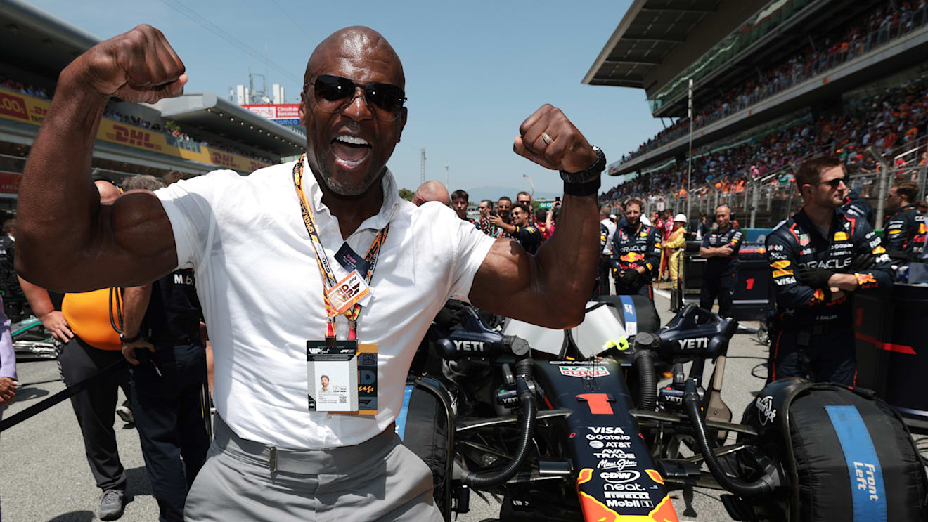 F1 fan and actor Terry Crews looked to be having a good time as he soaked up the atmosphere on the grid