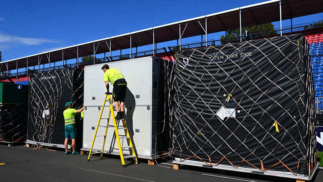 The F1 paddock has been setting up in Melbourne in preparation for the Australian Grand Prix