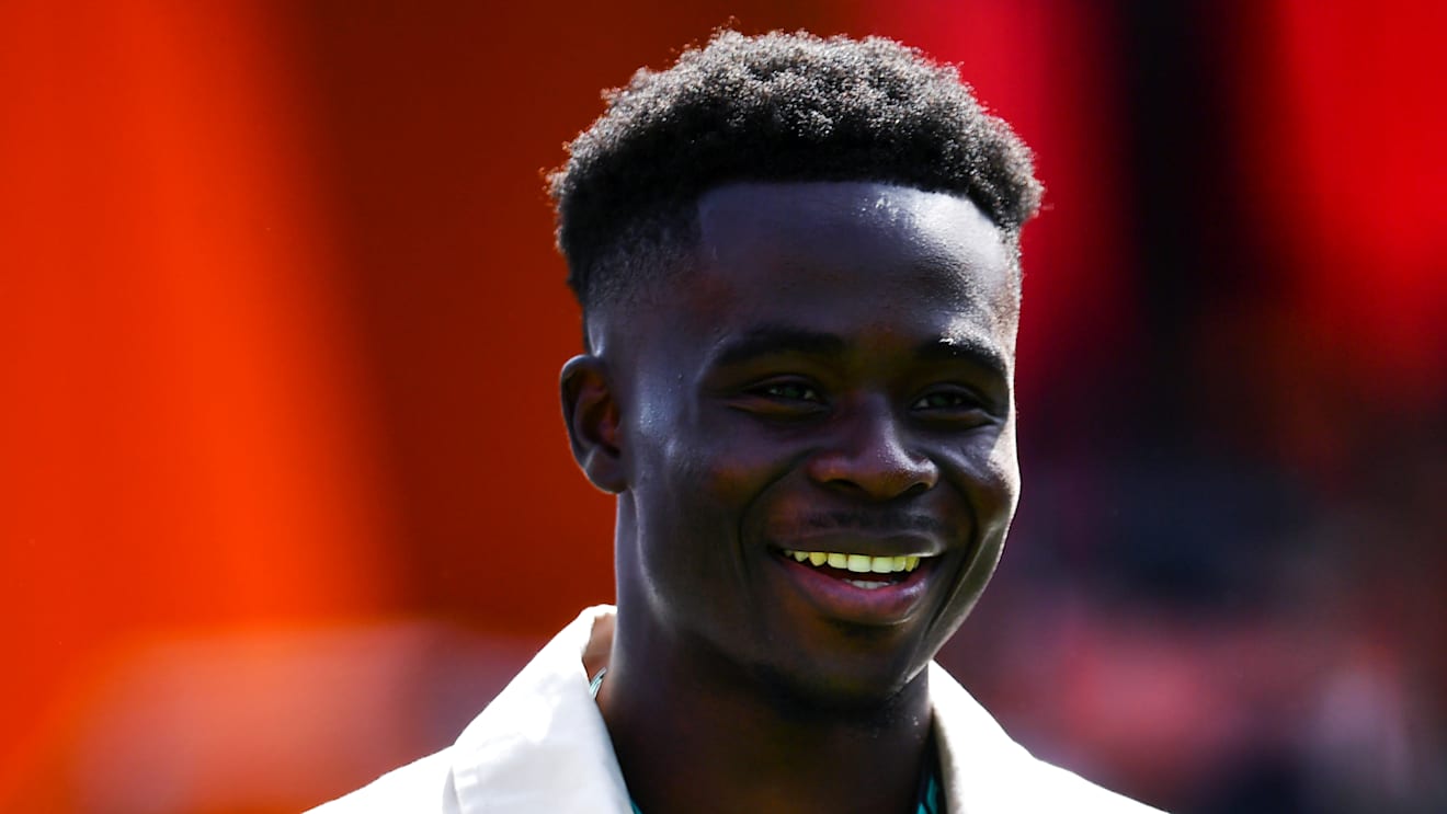Bukayo Saka was all smiles at the Circuit de Barcelona-Catalunya