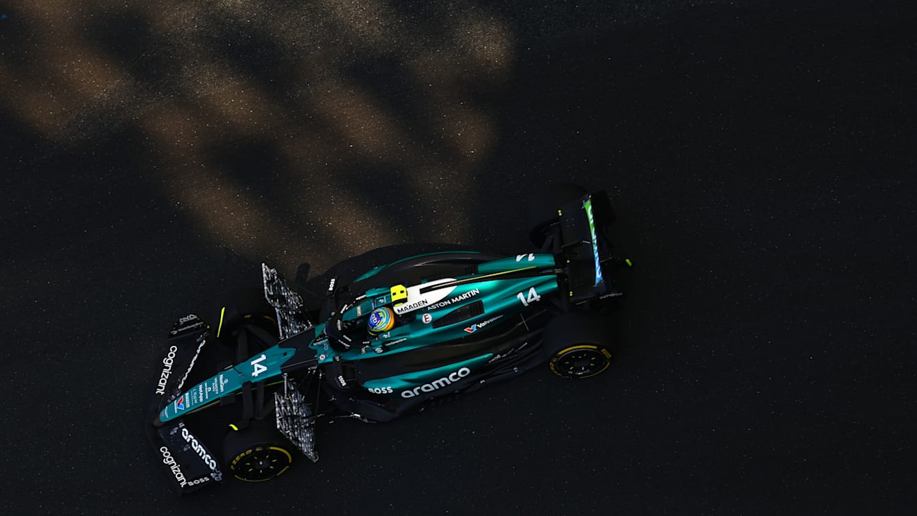 ABU DHABI, UNITED ARAB EMIRATES - DECEMBER 06: Fernando Alonso of Spain driving the (14) Aston Martin AMR24 Mercedes on track during practice ahead of the F1 Grand Prix of Abu Dhabi at Yas Marina Circuit on December 06, 2024 in Abu Dhabi, United Arab Emirates. (Photo by Mark Thompson/Getty Images)