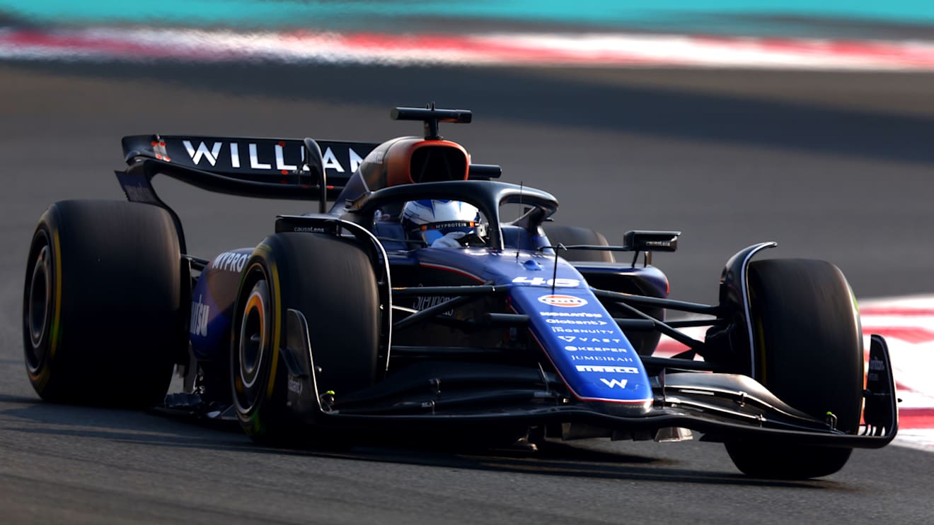 ABU DHABI, UNITED ARAB EMIRATES - DECEMBER 06: Luke Browning of Great Britain driving the (46) Williams FW46 Mercedes on track during practice ahead of the F1 Grand Prix of Abu Dhabi at Yas Marina Circuit on December 06, 2024 in Abu Dhabi, United Arab Emirates. (Photo by Joe Portlock/Getty Images)
