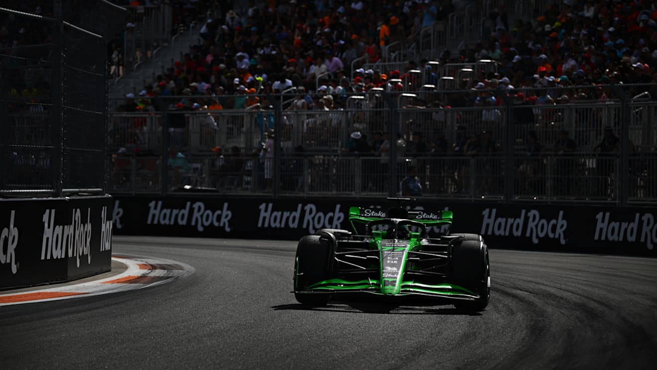MIAMI, FLORIDA - MAY 05: Valtteri Bottas of Finland driving the (77) Kick Sauber C44 Ferrari on track during the F1 Grand Prix of Miami at Miami International Autodrome on May 05, 2024 in Miami, Florida. (Photo by Clive Mason/Getty Images)