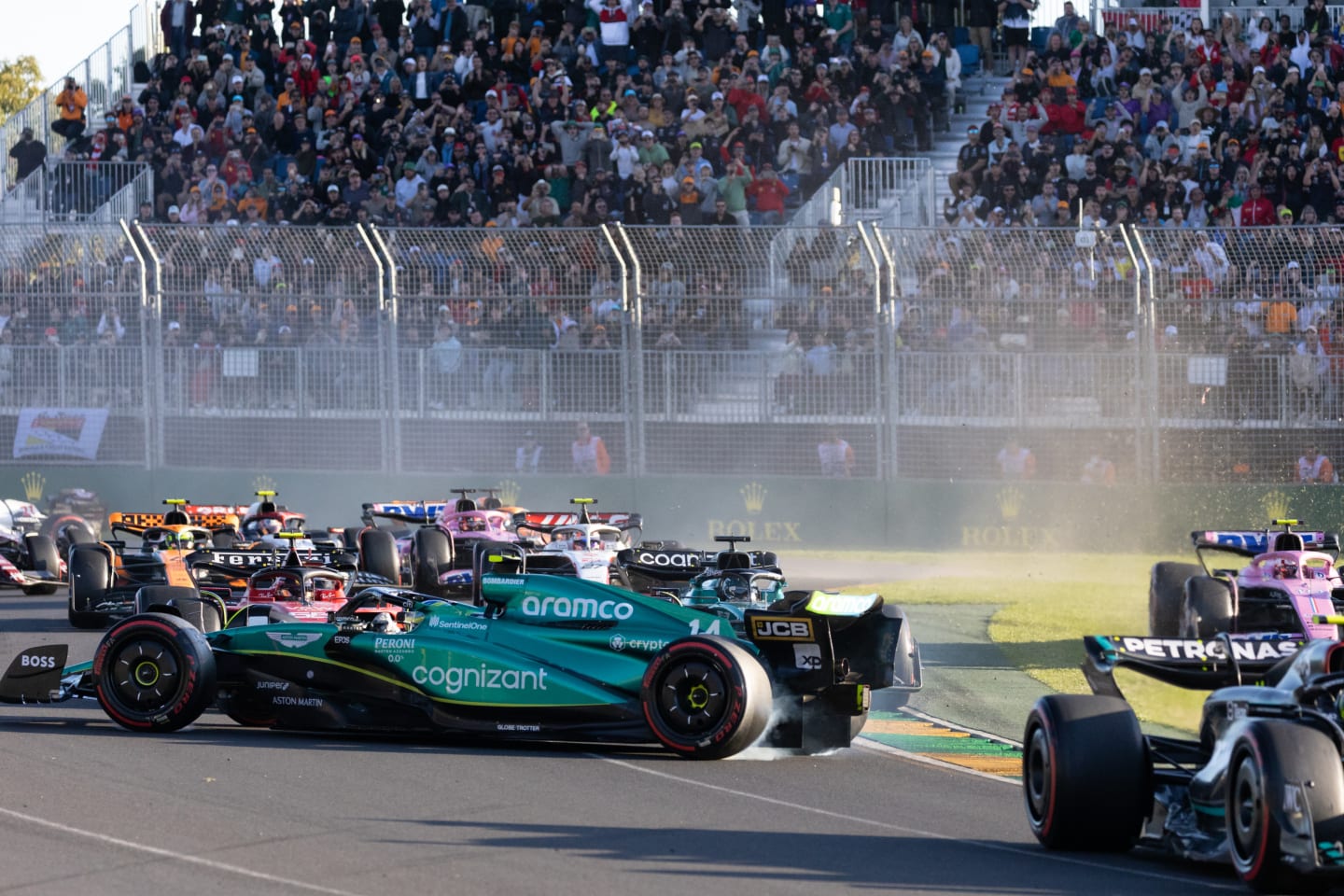 MELBOURNE, AUSTRALIA - APRIL 02: Fernando Alonso (14) driving for Aston Martin Aramco Cognizant F1