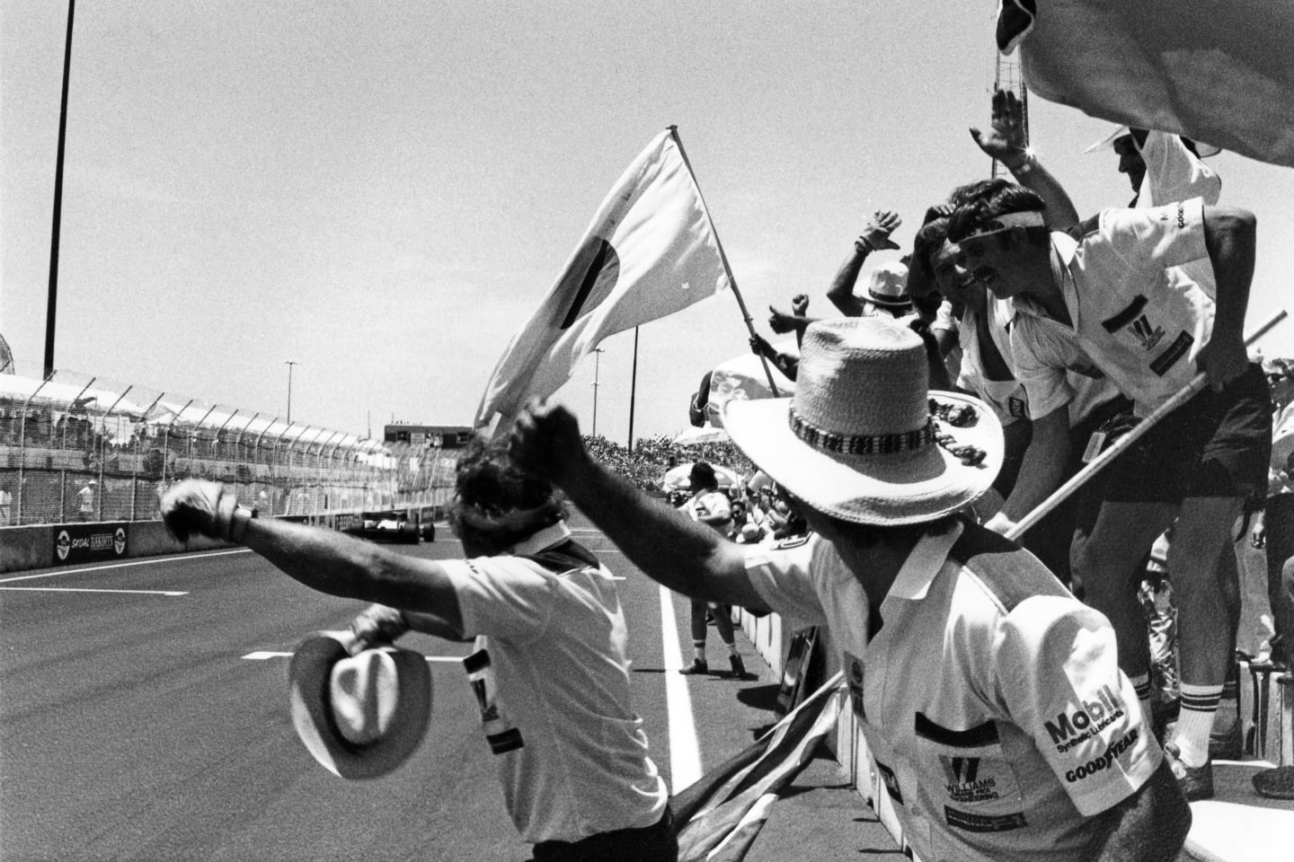 A Japanese flag was waved when Keke Rosberg won at Dallas in 1984 aboard his Honda-powered Williams