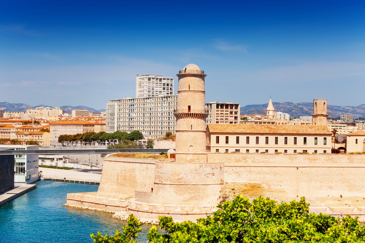 Panorama Of Marseille With Fort Saint-jean In  Old Port In The