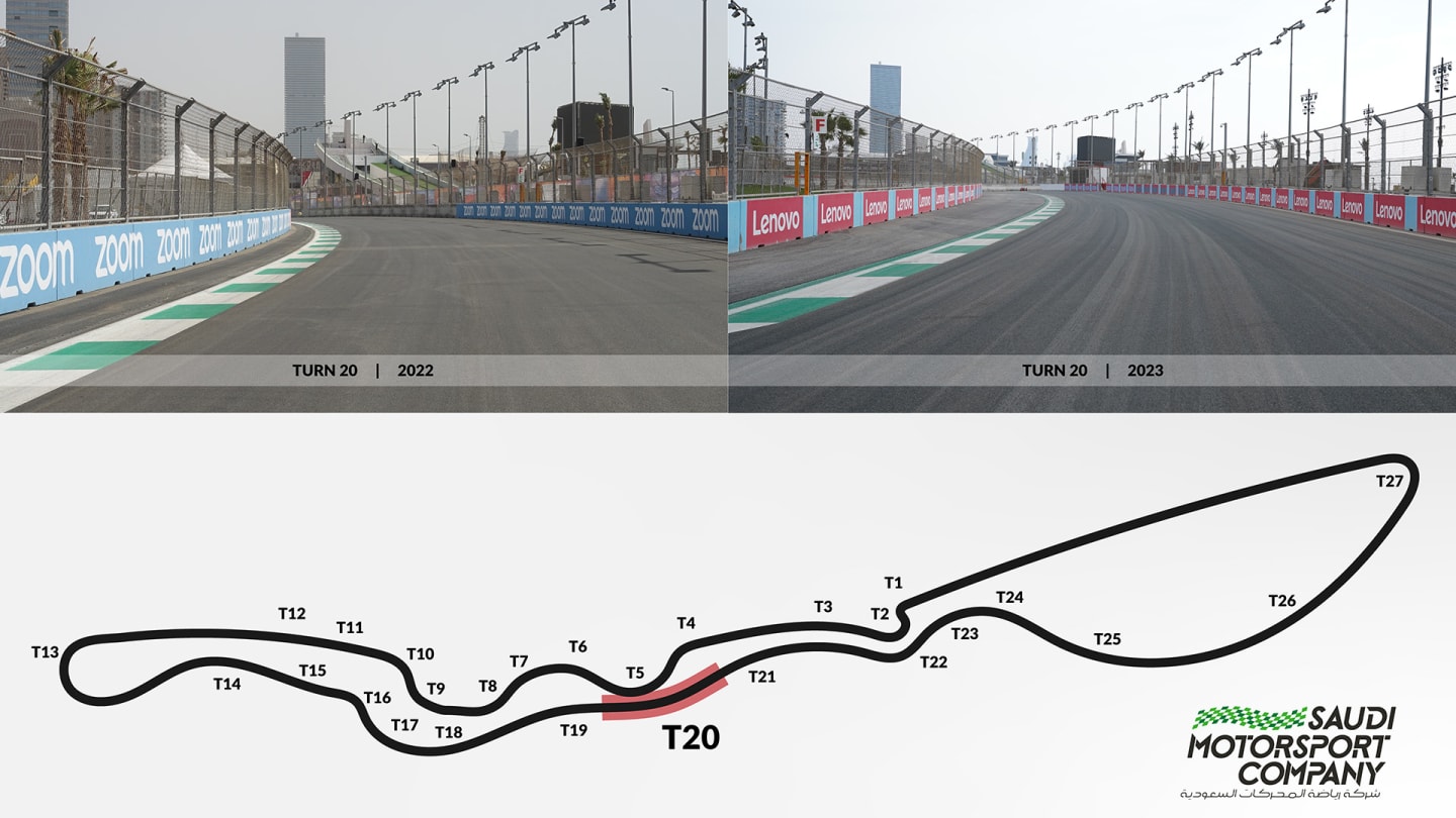 Changes to Turn 20 at the Jeddah Corniche Circuit