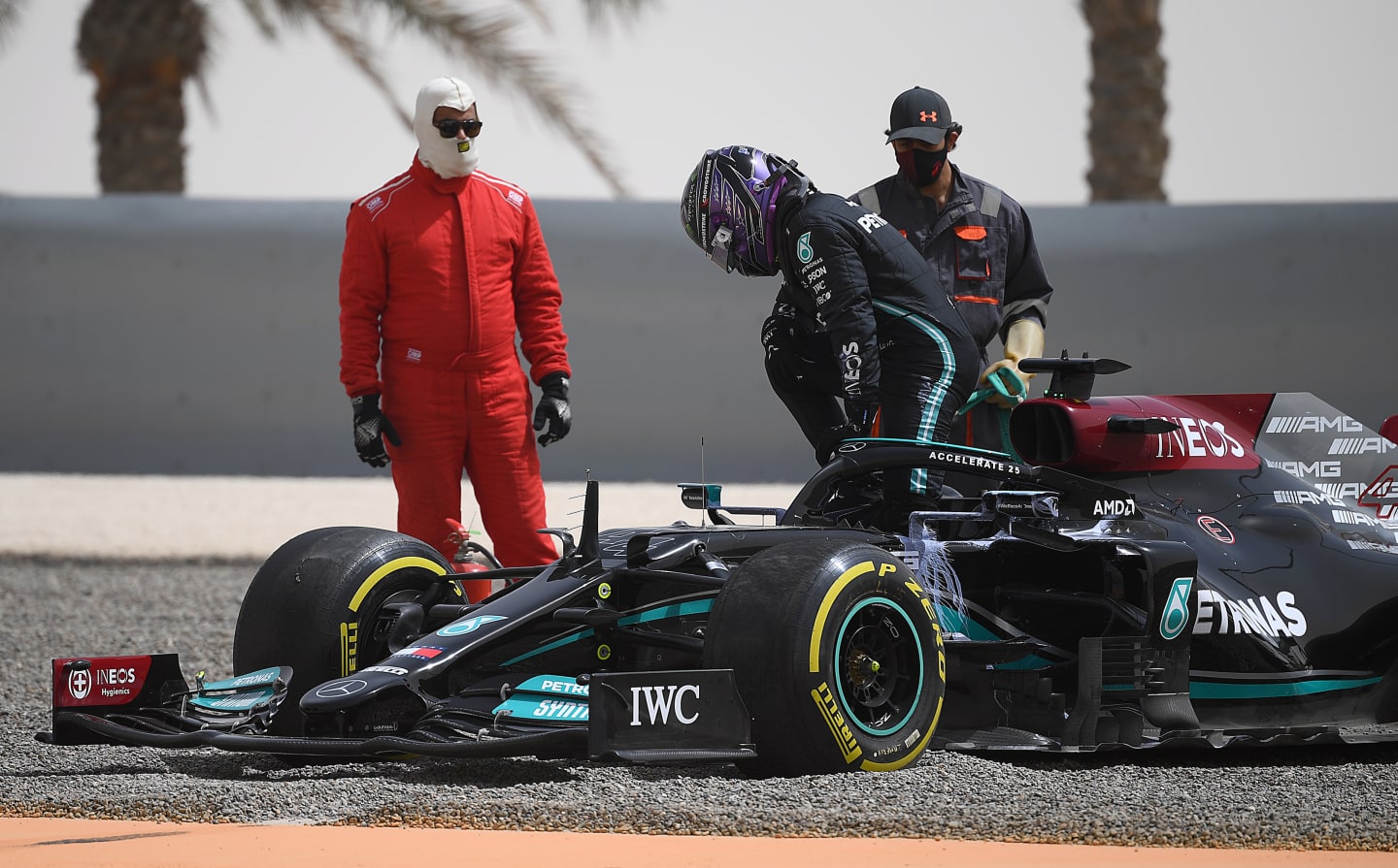 BAHRAIN, BAHRAIN - MARCH 13: Lewis Hamilton of Great Britain driving the (44) Mercedes AMG Petronas