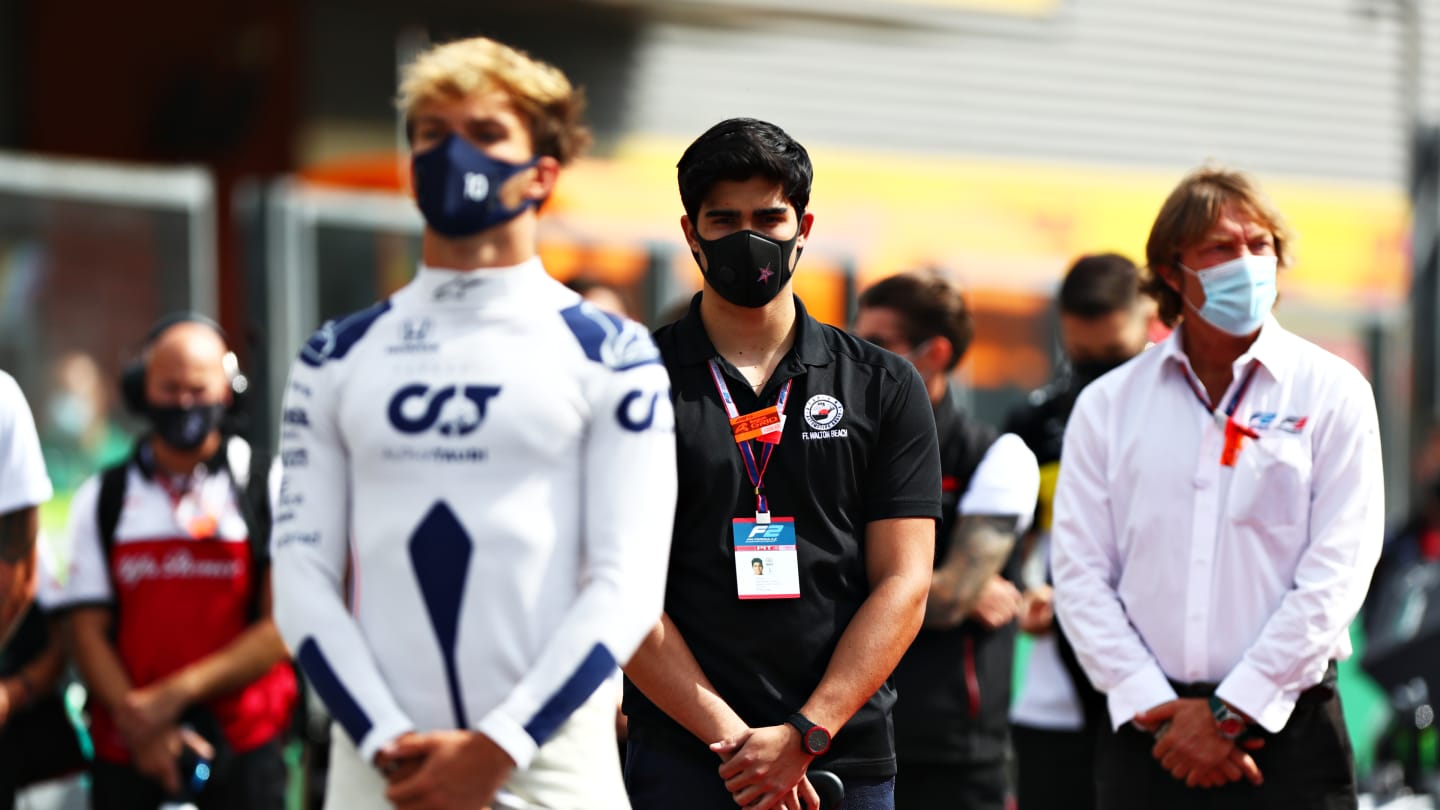 SPA, BELGIUM - AUGUST 30: Juan Manuel Correa takes part in a minute of silence in tribute to the