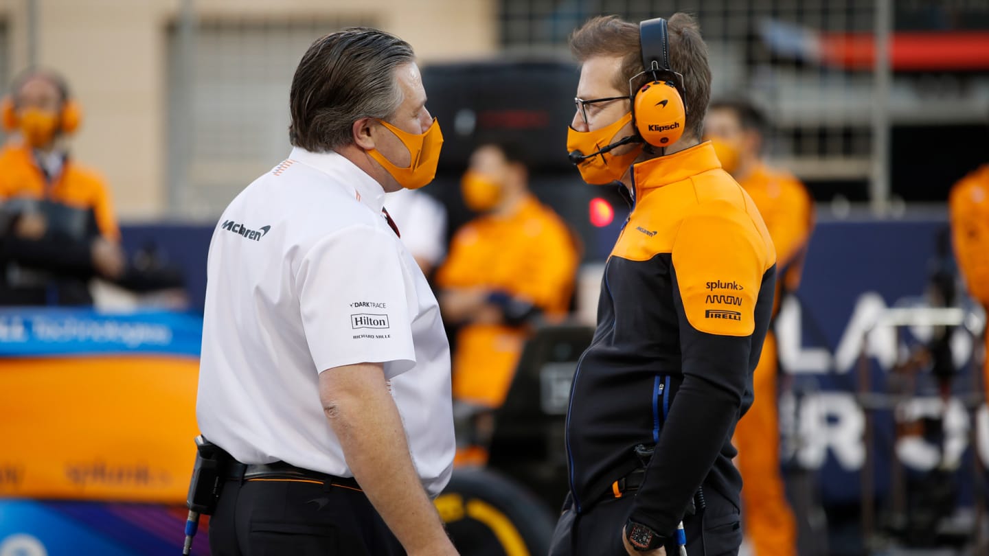 Zak Brown, CEO, McLaren Racing, and Andreas Seidl, Team Principal, McLaren, on the