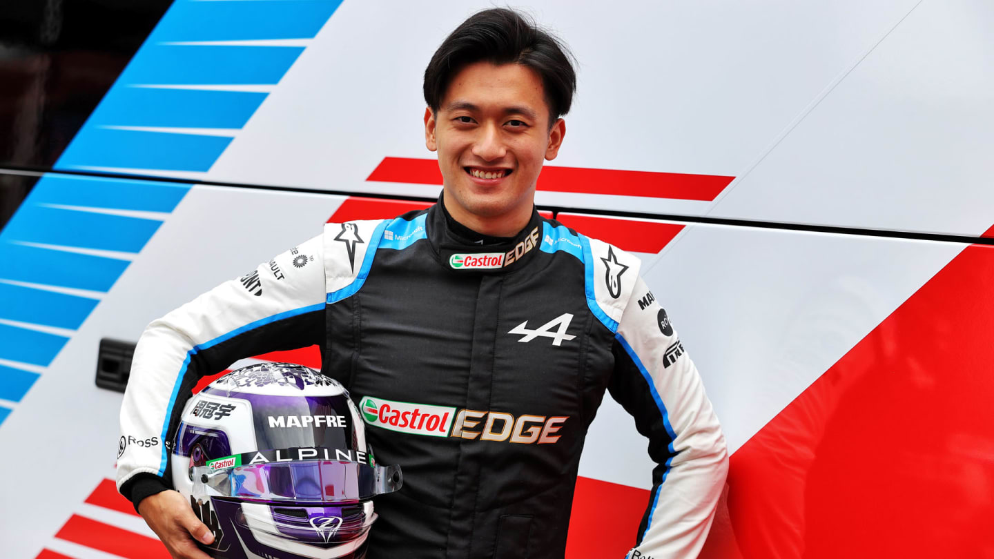 Guanyu Zhou (CHN) Alpine F1 Team Test Driver - with his helmet.

Austrian Grand Prix, Thursday 1st