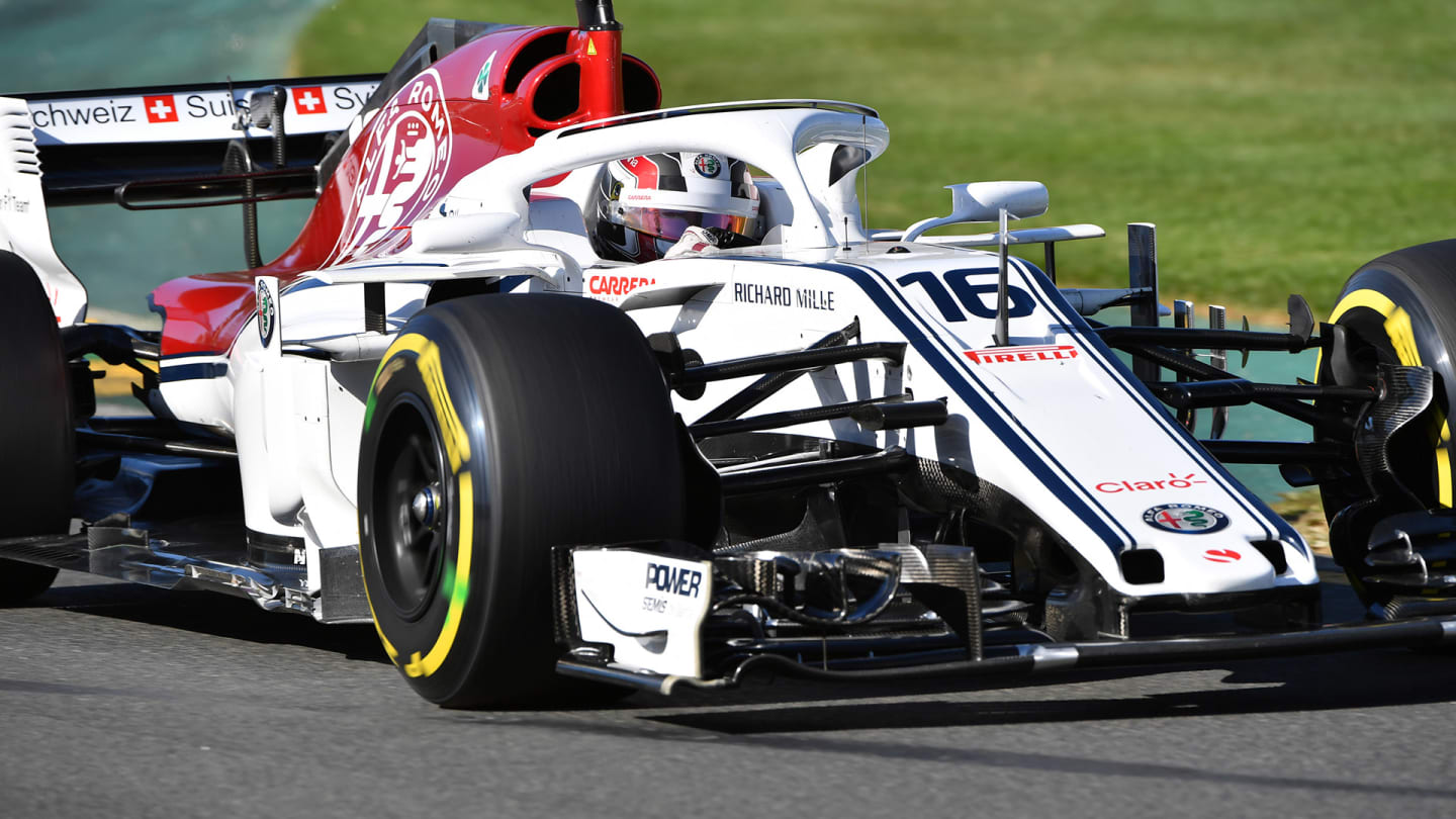 Sauber's Monacan driver Charles Leclerc drives around the Albert Park circuit during the second