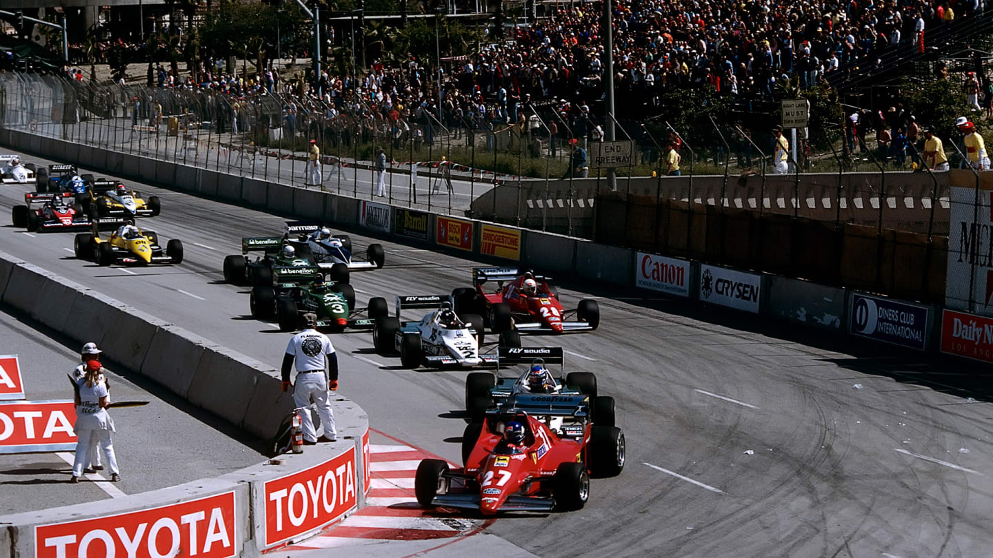 Patrick Tambay, Keke Rosberg, Jacques Lafitte, Rene Arnoux, Ferrari 126C2B, Williams-Ford FW08C,