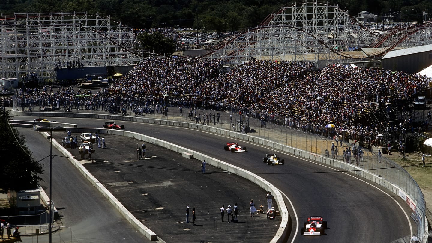 Niki Lauda, Keke Rosberg, Alain Prost, Michele Alboreto, McLaren-TAG MP4/2, Williams-Honda FW09,