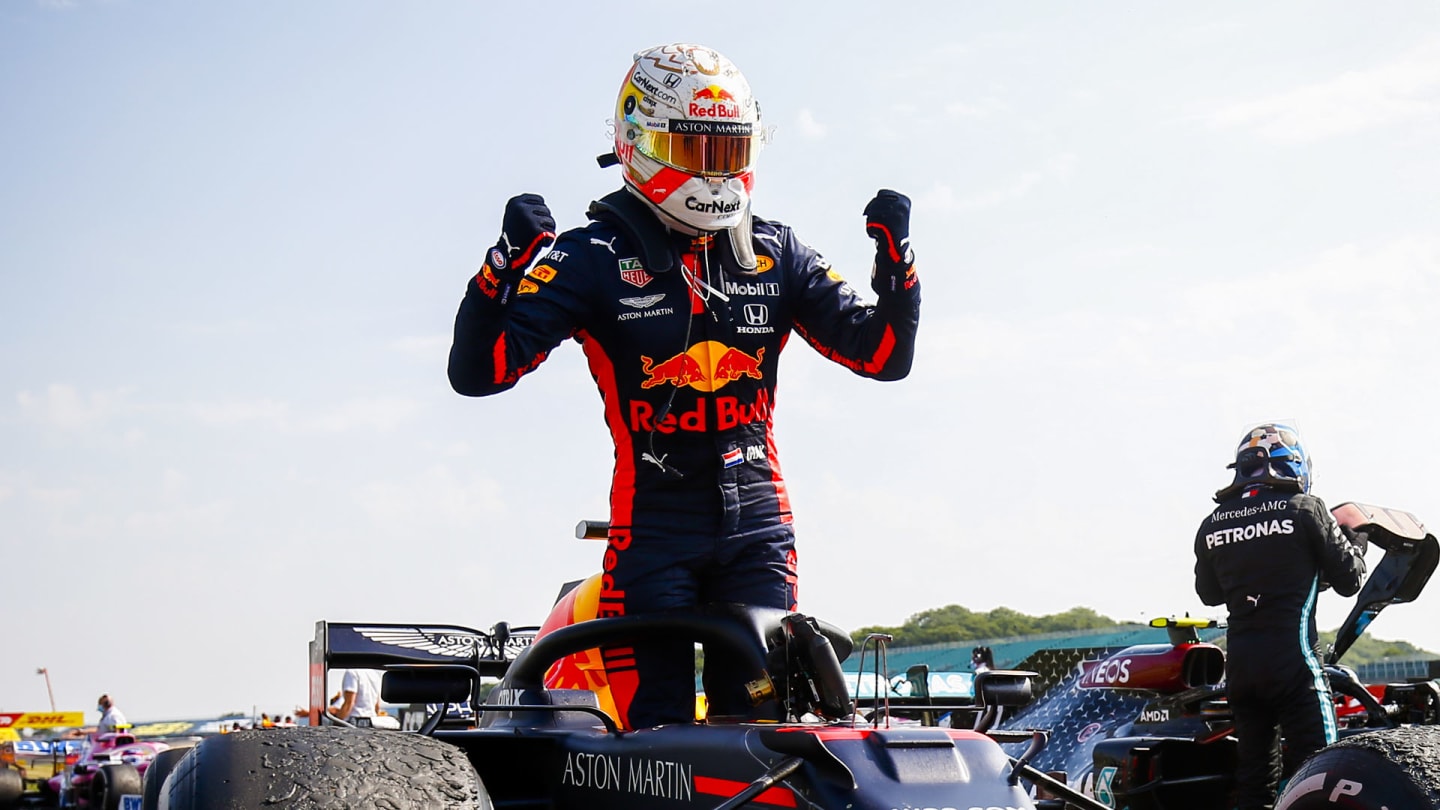 Race Winner Max Verstappen, Red Bull Racing celebrates in Parc Ferme 
