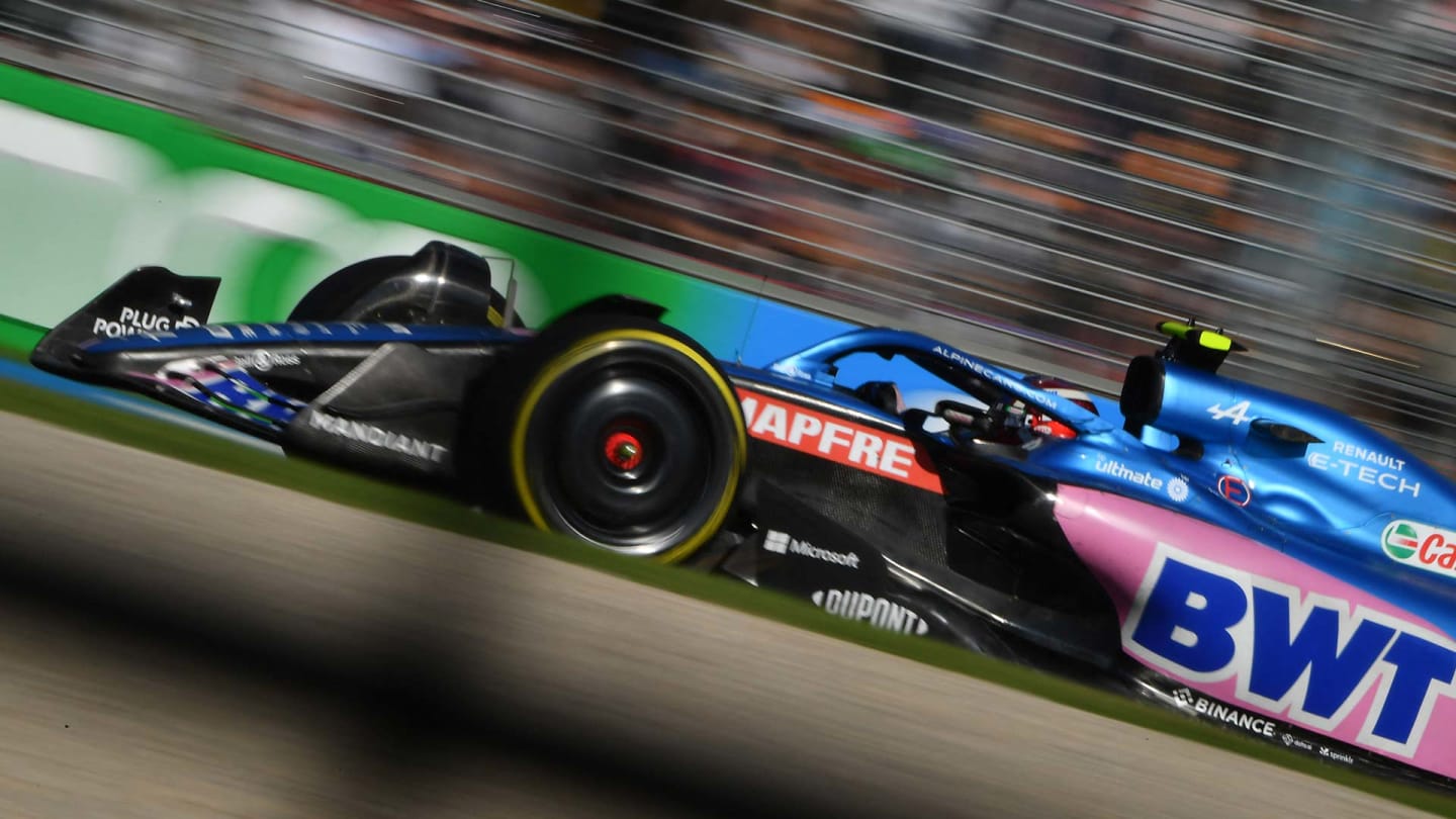 Alpine's French driver Esteban Ocon drives during the 2022 Formula One Australian Grand Prix at the Albert Park Circuit in Melbourne on April 10, 2022.