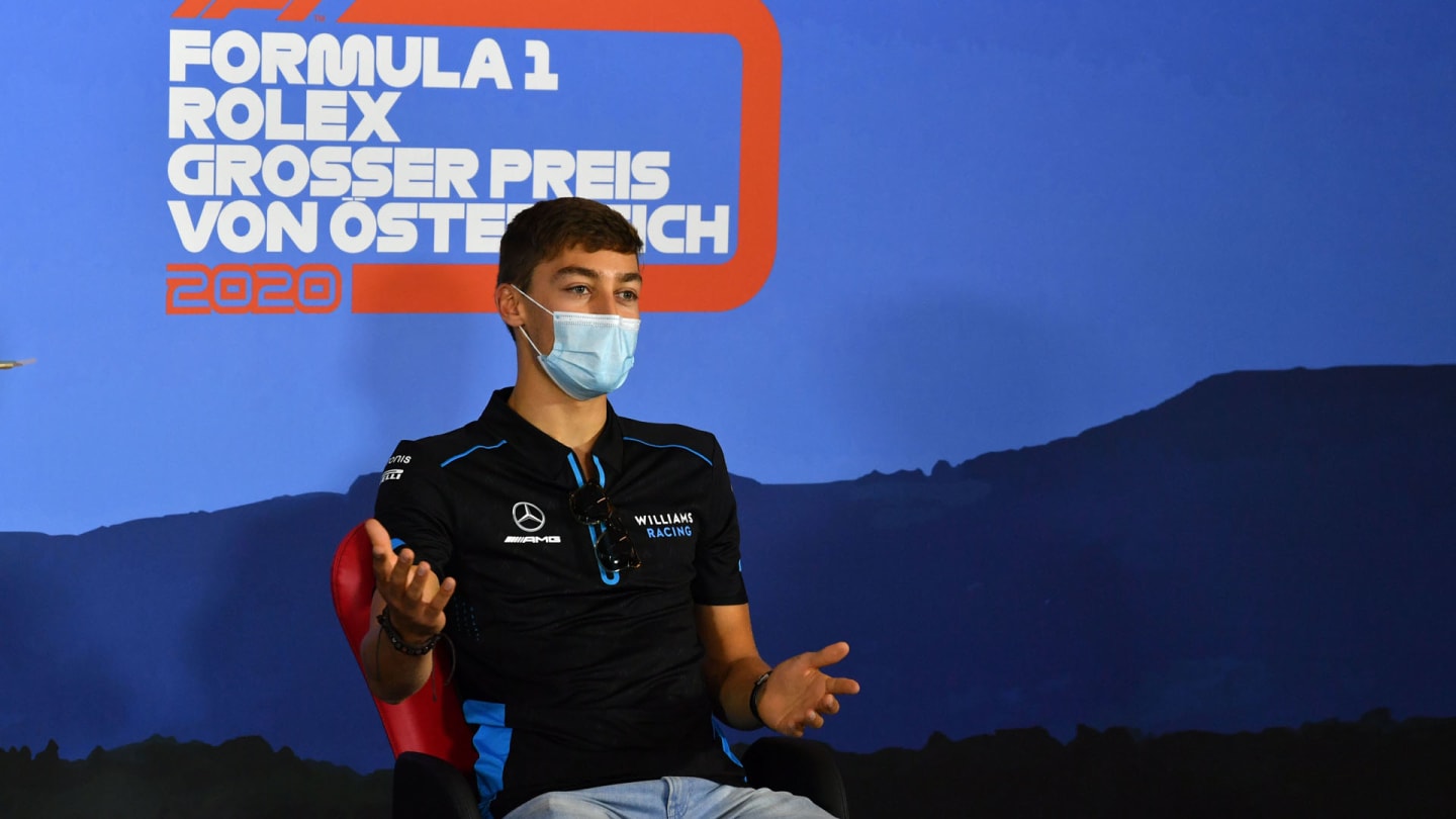 George Russell, Williams, during the drivers press