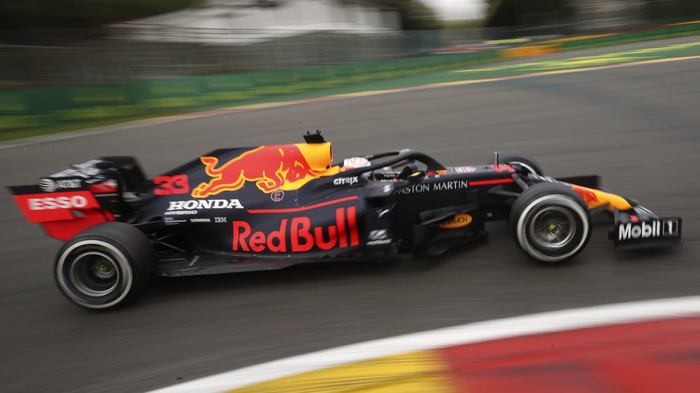 Red Bull driver Max Verstappen of the Netherlands steers his car during the first practice session