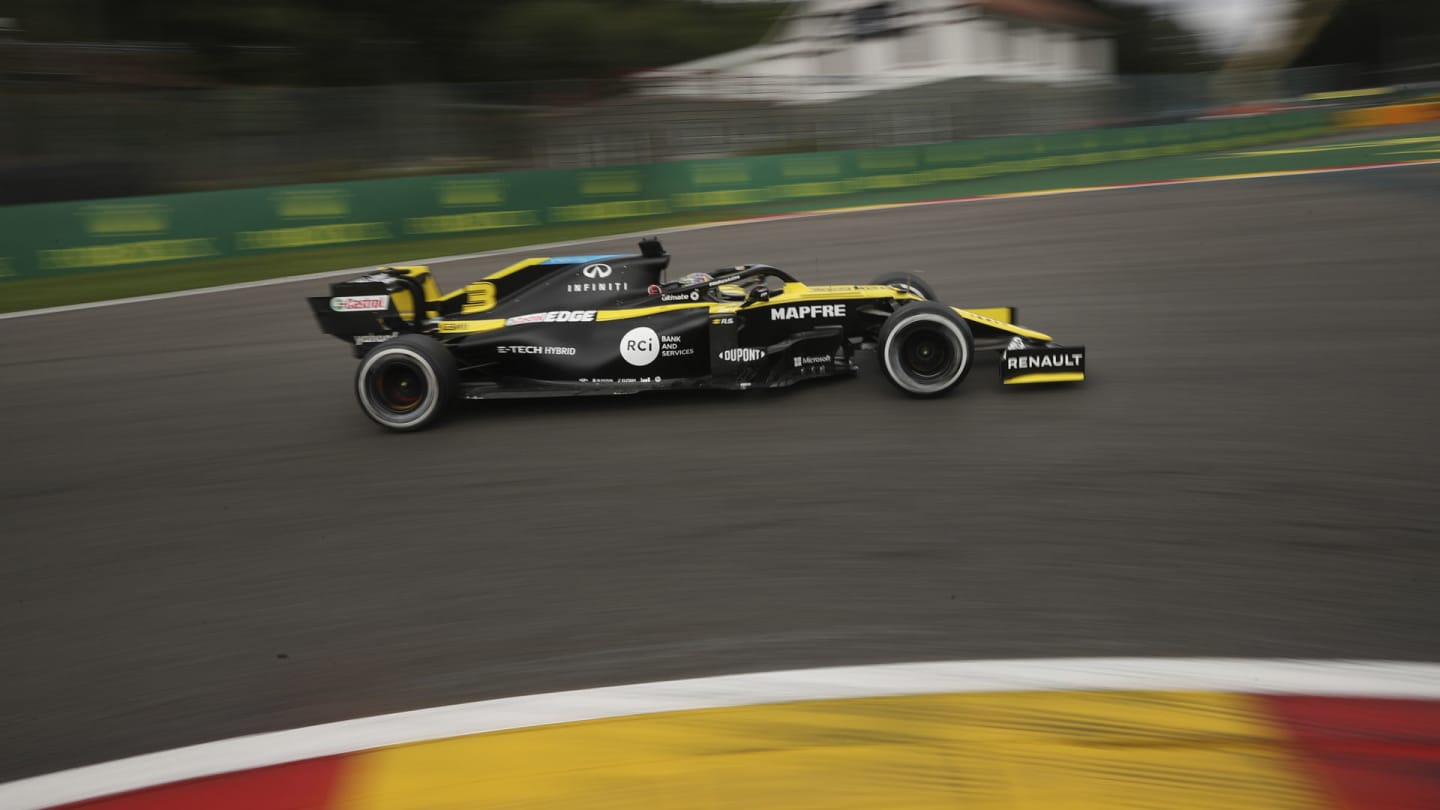 Renault driver Daniel Ricciardo of Australia steers his car during the first practice session prior