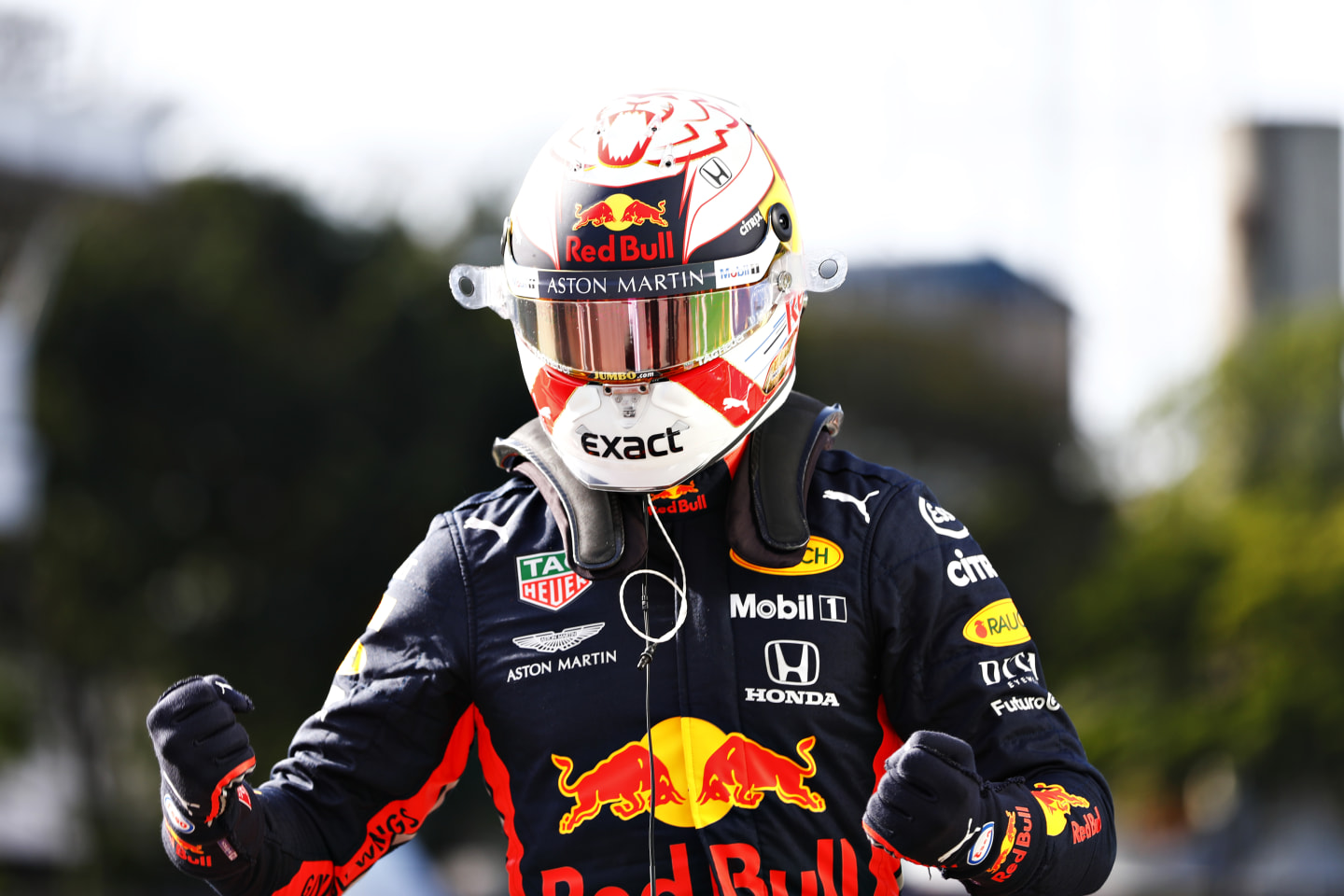 SAO PAULO, BRAZIL - NOVEMBER 16: Pole position qualifier Max Verstappen of Netherlands and Red Bull