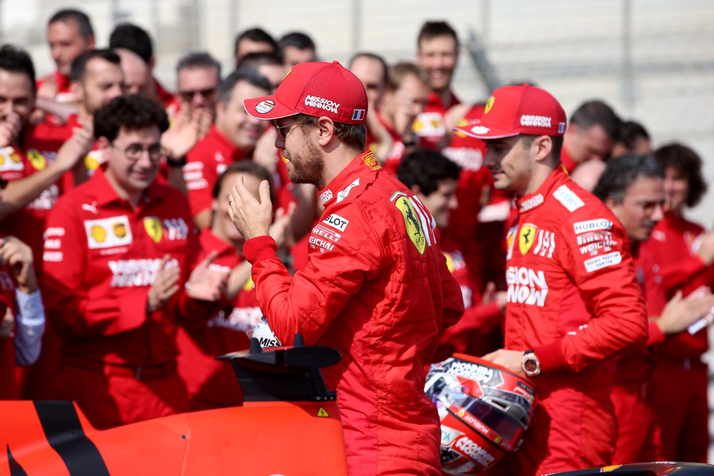 ABU DHABI, UNITED ARAB EMIRATES - NOVEMBER 30: Sebastian Vettel of Germany and Ferrari and Charles