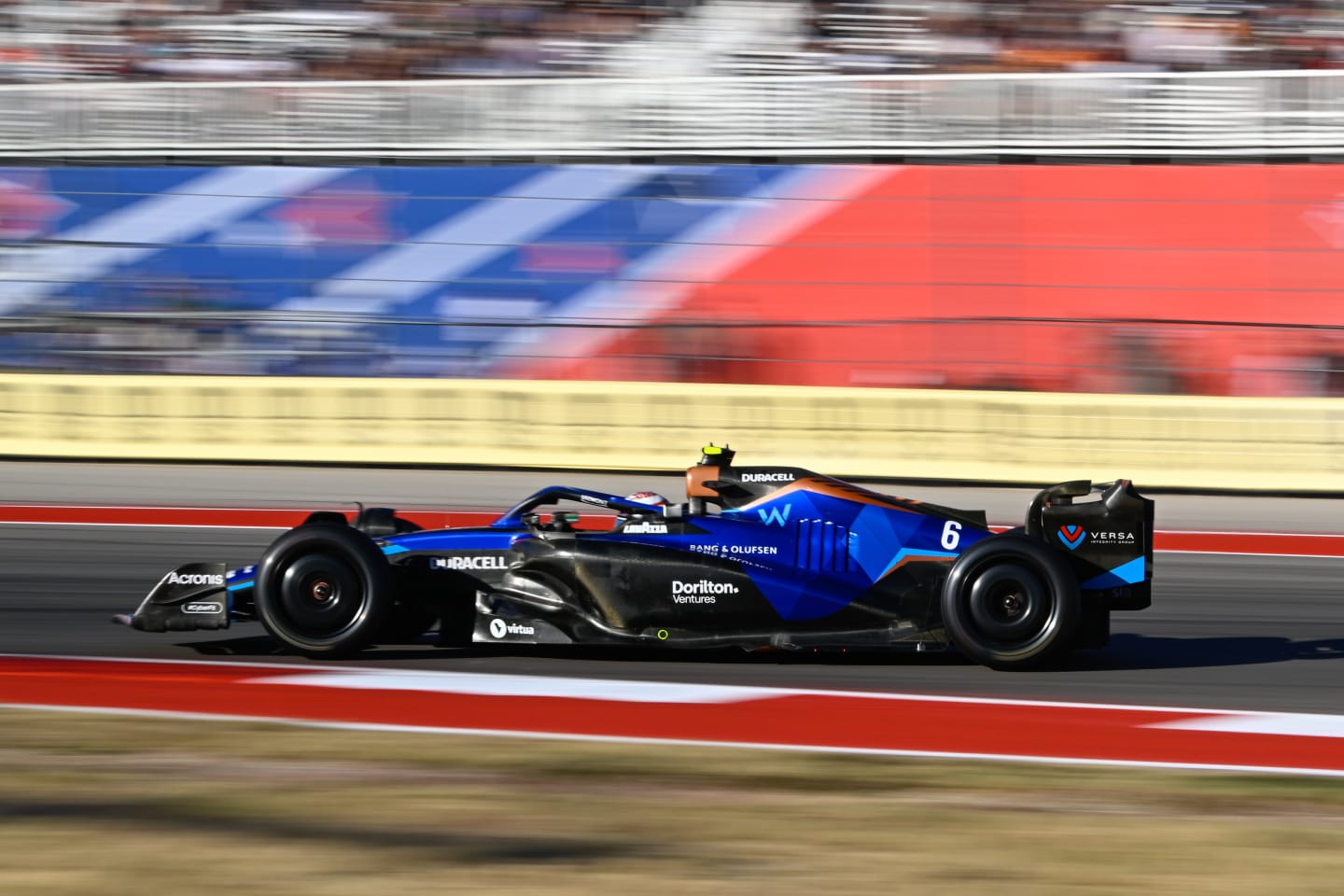 AUSTIN, TX - OCTOBER 21: Williams driver Nicholas Latifi of Team Canada enters turn 19 during F1 US Grand Prix prep day at Circuit of the Americas on October 21, 2022 in Austin, TX. (Photo by Ken Murray/Icon Sportswire via Getty Images)