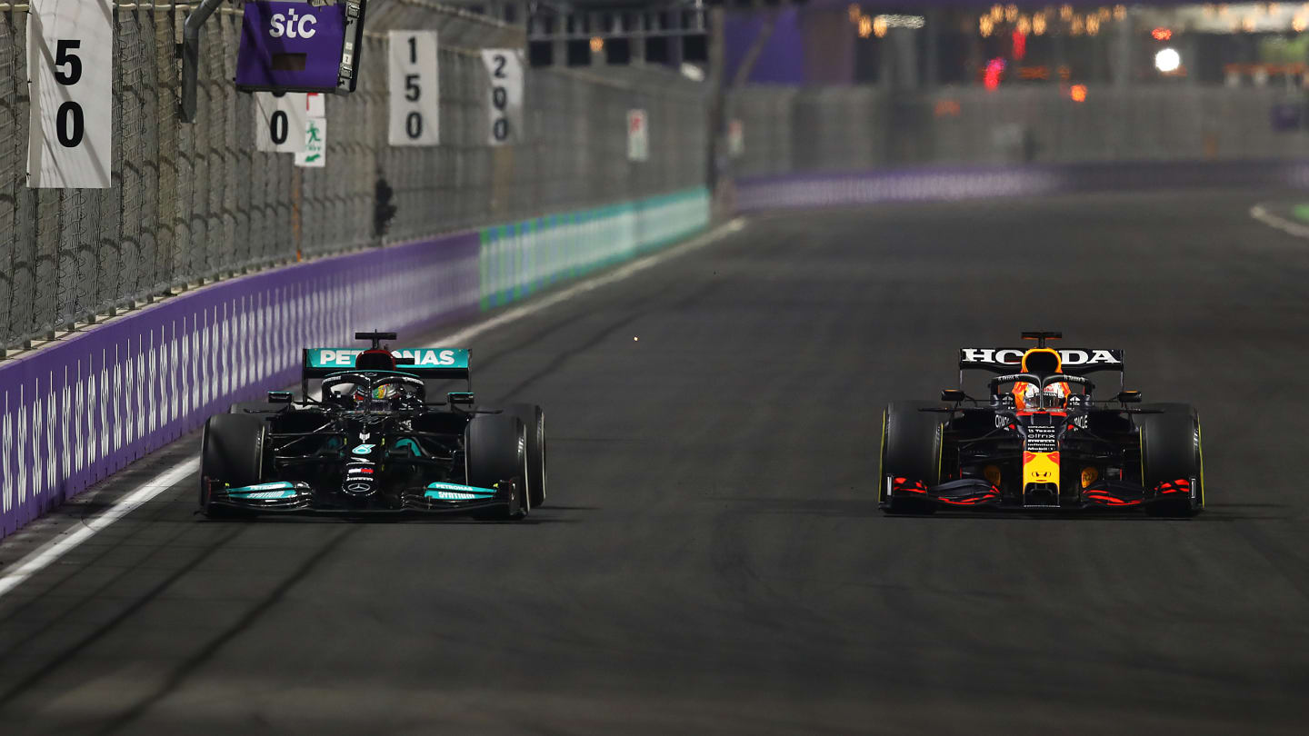 JEDDAH, SAUDI ARABIA - DECEMBER 05: Lewis Hamilton of Great Britain driving the (44) Mercedes AMG