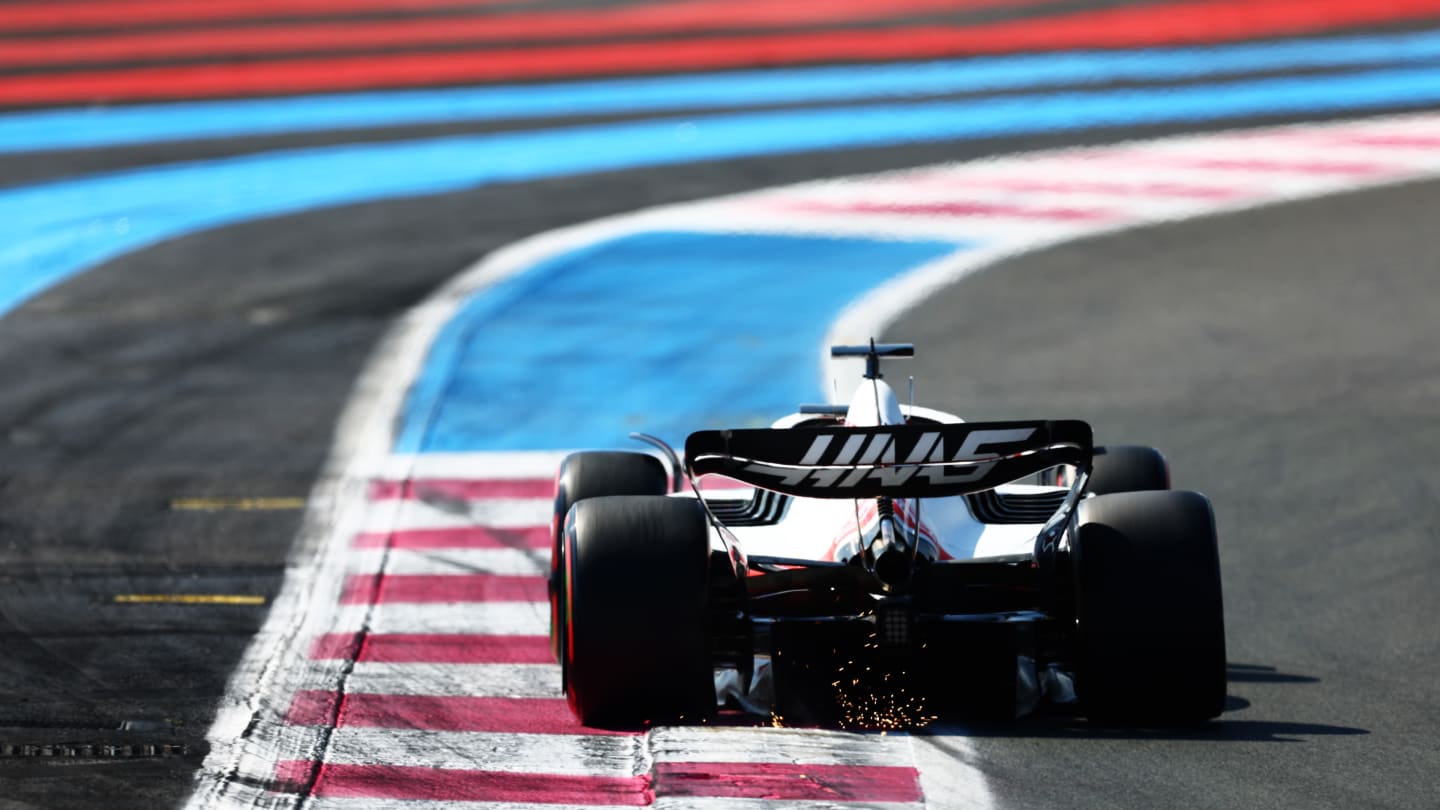 LE CASTELLET, FRANCE - JULY 23: Kevin Magnussen of Denmark driving the (20) Haas F1 VF-22 Ferrari on track during qualifying ahead of the F1 Grand Prix of France at Circuit Paul Ricard on July 23, 2022 in Le Castellet, France. (Photo by Dan Istitene - Formula 1/Formula 1 via Getty Images)