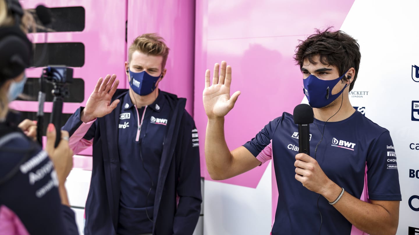Nico Hulkenberg, Racing Point and Lance Stroll, Racing Point speaks to the
