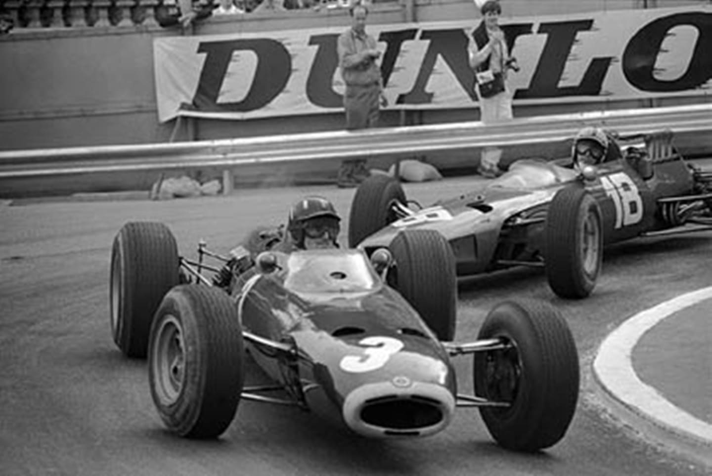 Monte Carlo, May 1965: BRM’s Graham Hill leads the Ferrari of John Surtees on his way to a dominant
