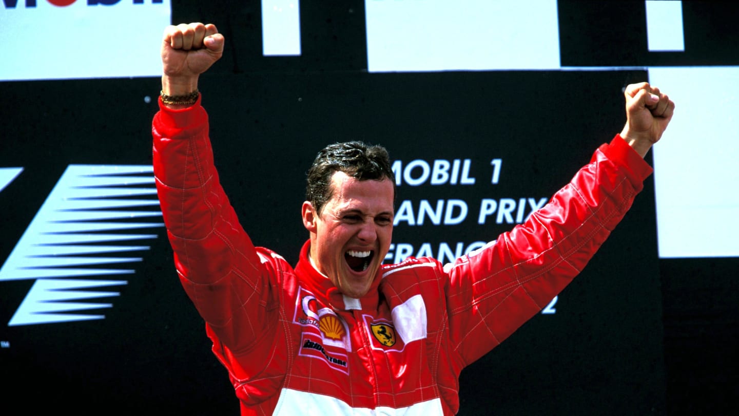 Michael Schumacher (GER) Ferrari, roars with delight.
Formula One World Championship, Rd11, French