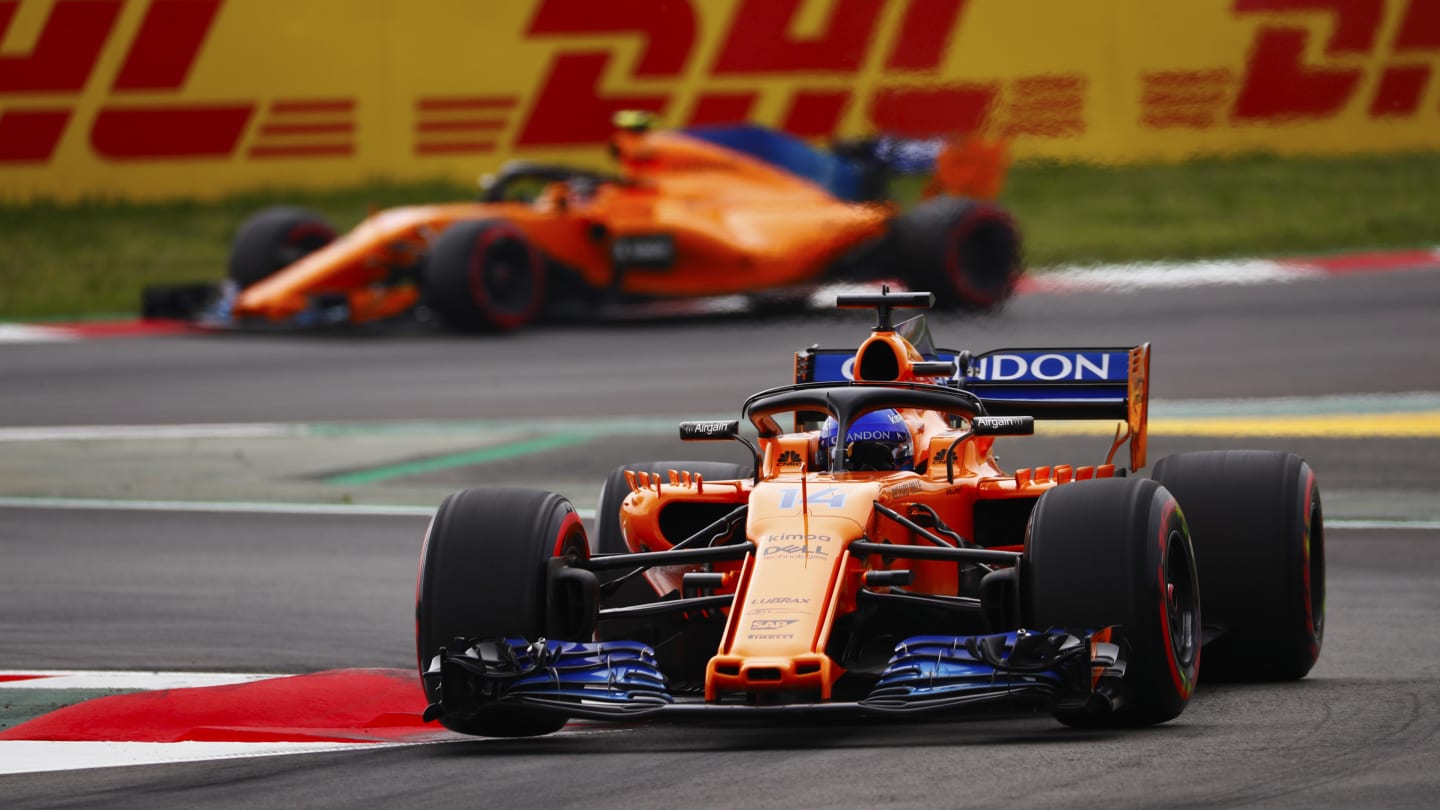 CIRCUIT DE BARCELONA-CATALUNYA, SPAIN - MAY 12: Fernando Alonso, McLaren MCL33 Renault, leads