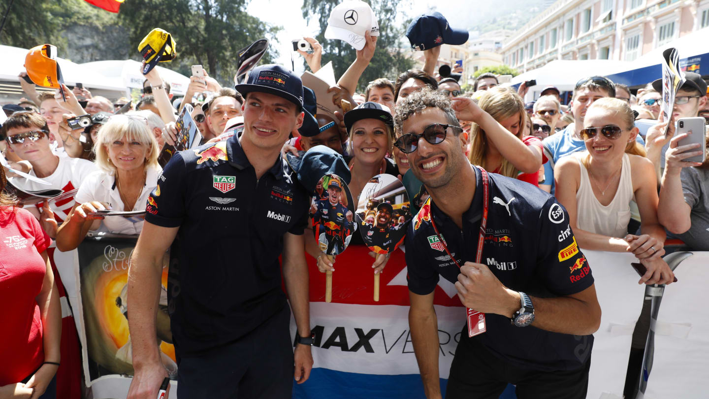 MONTE CARLO, MONACO - MAY 25: Daniel Ricciardo, Red Bull Racing, and Max Verstappen, Red Bull