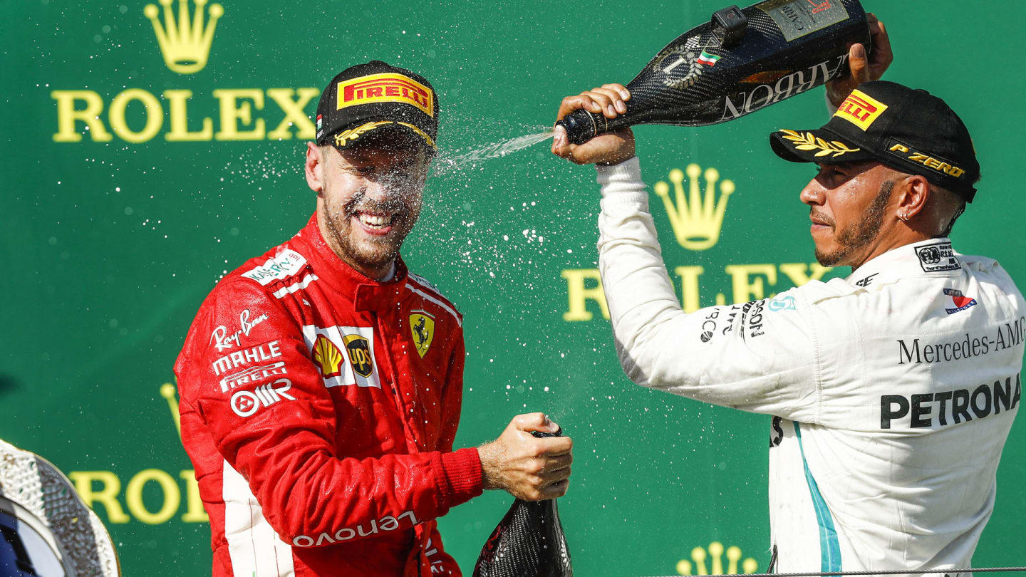 HUNGARORING, HUNGARY - JULY 29: Lewis Hamilton, Mercedes AMG F1, 1st position, sprays Sebastian