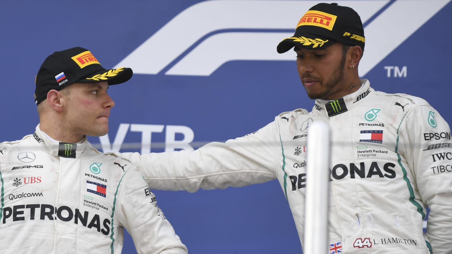 SOCHI AUTODROM, RUSSIAN FEDERATION - SEPTEMBER 30: Valtteri Bottas, Mercedes AMG F1 and Lewis