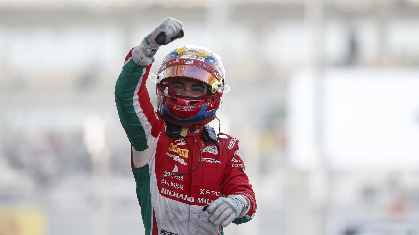 www.sutton-images.com

Race winner Charles Leclerc (MON) Prema Racing celebrates on the podium with