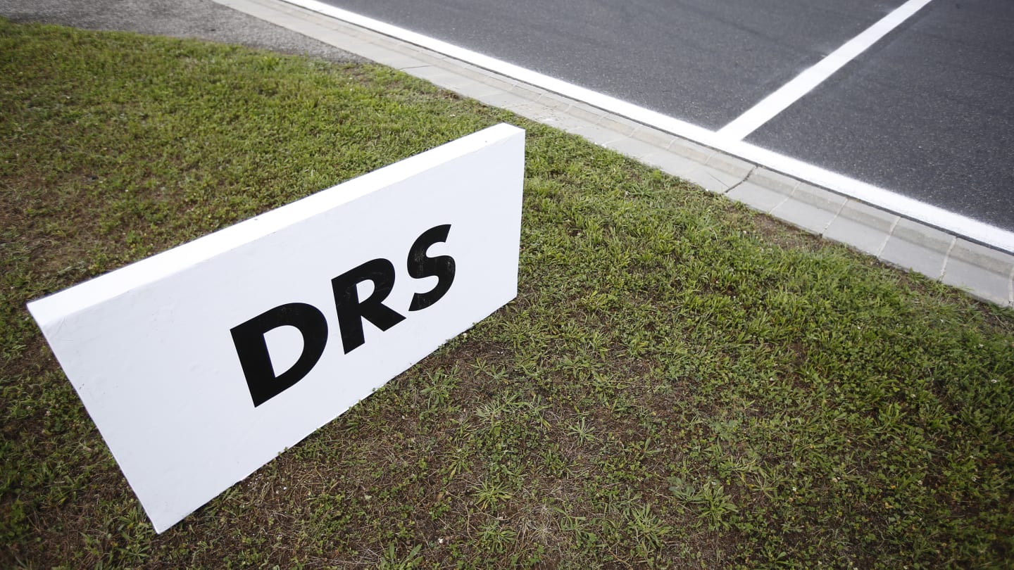 Hungaroring, Budapest, Hungary.
Thursday 24 July 2014.
The DRS sign on the track.
World Copyright: