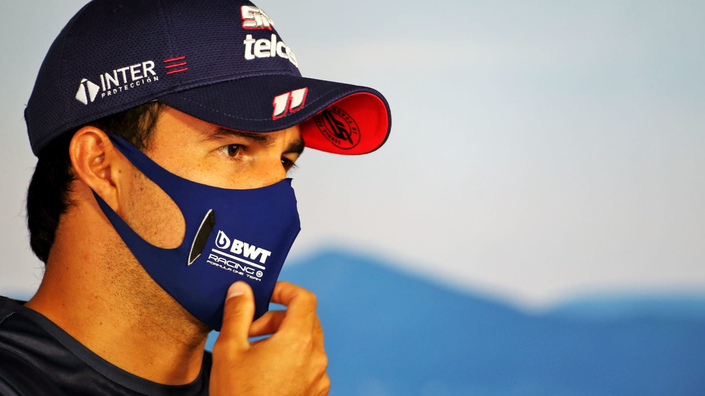 Sergio Perez (MEX) Racing Point F1 Team in the FIA Press Conference.
16.07.2020. Formula 1 World