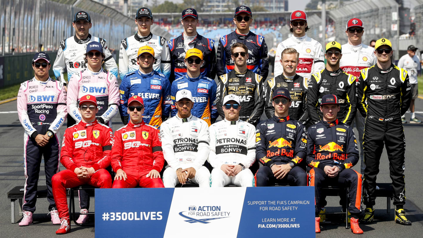 MELBOURNE GRAND PRIX CIRCUIT, AUSTRALIA - MARCH 17: The drivers pose for a group photo during the
