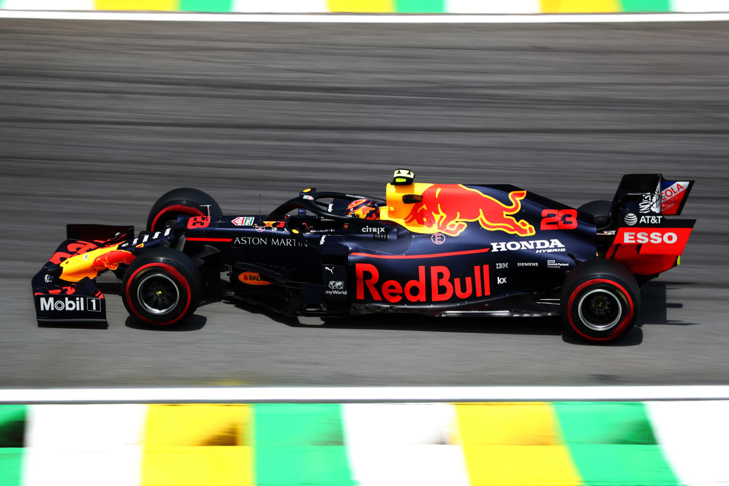 SAO PAULO, BRAZIL - NOVEMBER 16: Alexander Albon of Thailand driving the (23) Aston Martin Red Bull