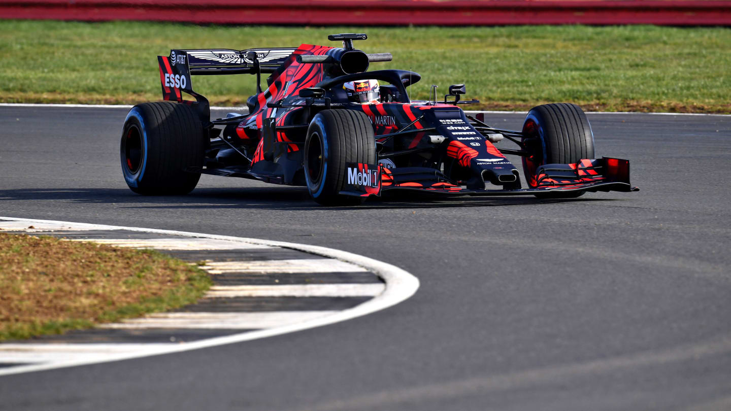 Max Verstappen of the Netherlands driving the Aston Martin Red Bull Racing RB15 during Red Bull
