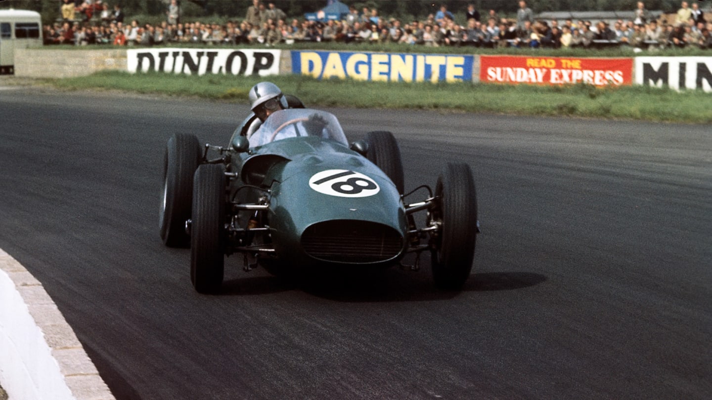 Roy Salvadori, Aston Martin DBR5, Grand Prix of Great Britain, Silverstone Circuit, 16 July 1960.