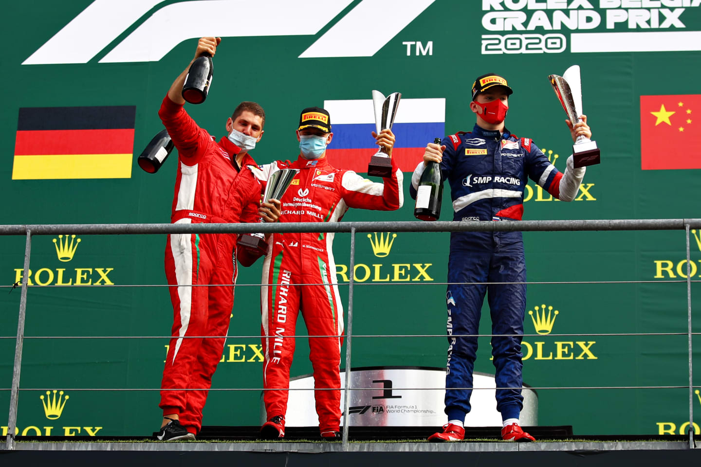 SPA, BELGIUM - AUGUST 30: Race winner Robert Shwartzman of Russia and Prema Racing, second place