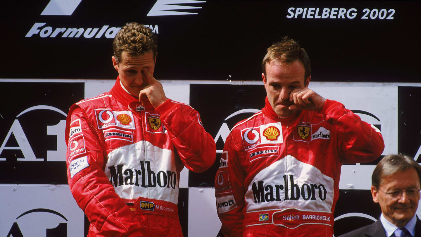 The 2002 Austrian Grand Prix podium was... awkward